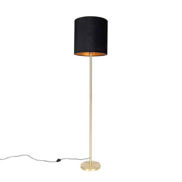 Klassische Stehlampe Messing Mit Schwarzem Schirm 40 Cm - Simplo