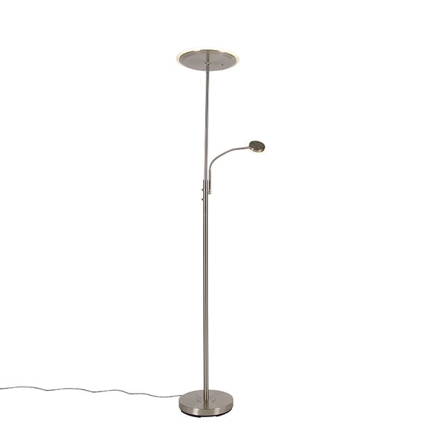 Moderne Stehlampe Stahl Inkl. Led Mit Fernbedienung Und Lesearm - Strela