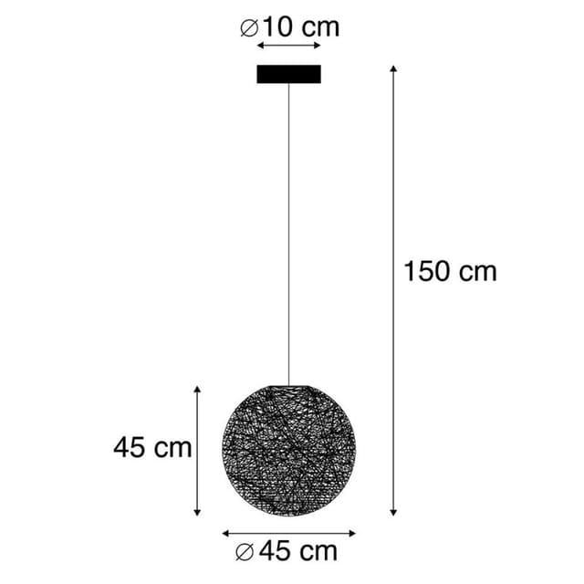 Design-hängeleuchte Schwarz Kugel 45cm - Corda