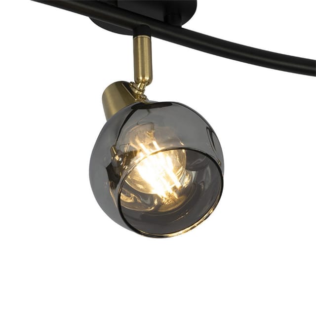 Deckenleuchte Gold 45 Cm Mit Rauchglas 3-flammig - Vidro