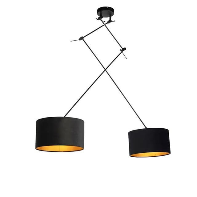 Hängelampe Mit Veloursschirmen Schwarz Mit Gold 35 Cm - Blitz Ii Schwarz