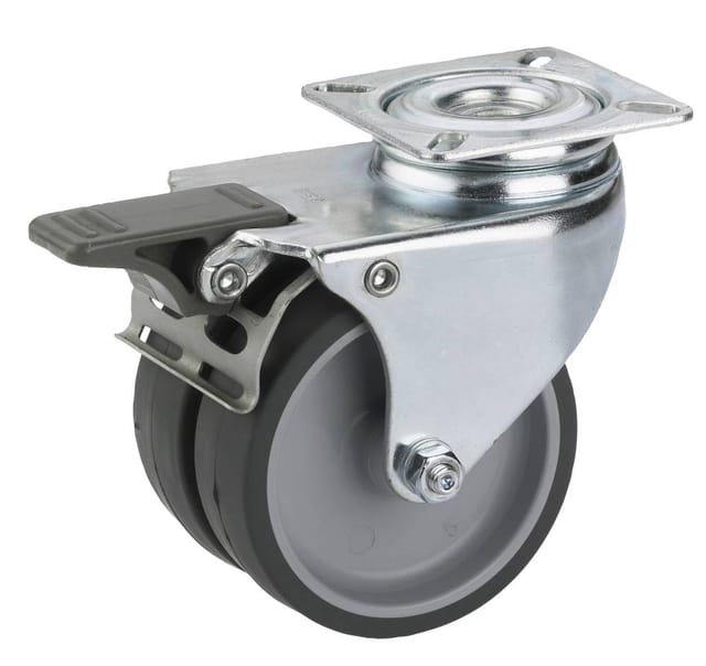 Dörner+helmer - Lenkrolle Mit Platte Und Totalfeststeller 75 X 25 Mm, Tragkr. 100 Kg Möbelrollen