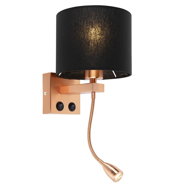 Art Deco Wandlampe Kupfer Mit Schwarzem Schirm - Brescia
