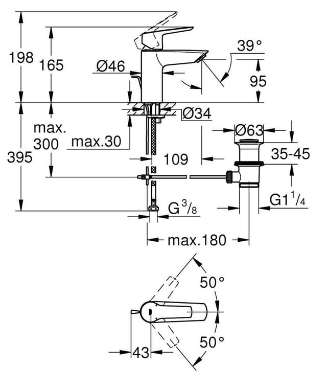 Quickfix Start - Waschtischarmatur Mit Auslass, Chrom 24209002 - Grohe
