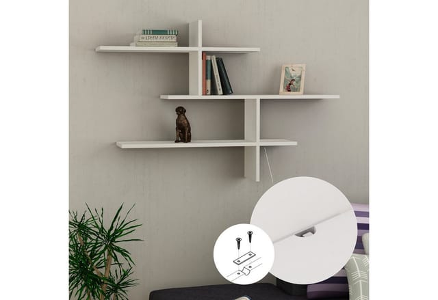 Decortie - Leo Modernes Schwebendes Regal Weiß 80.5cm Hoch - White