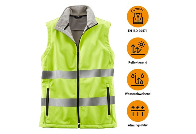 Warnweste Workwear Größe M Gelb En 20471 Kl. 1