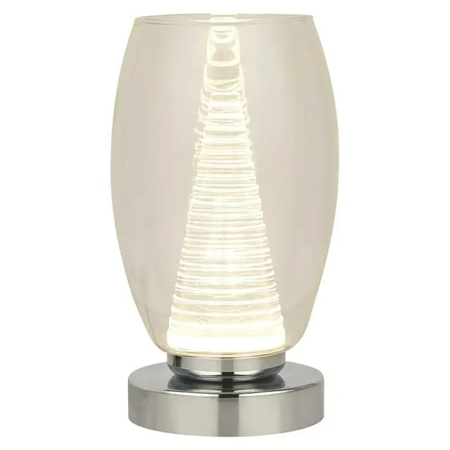 Nachttischlampe Tischlampe Tischleuchte Chrom Glas Wohnzimmerlampe H 20,5 Cm