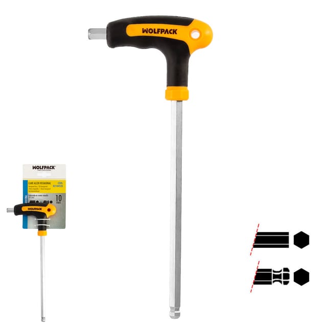 Llave Allen Con Bola Mango Forma T 10,0 Mm. Con Colgador