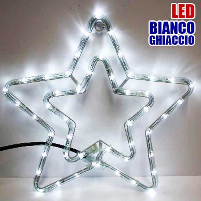 Trade Shop Traesio - Trade Shop - Doppelter Heller Weihnachtsstern 50 Led Kaltweisse Farbe Für Den Innen- Und Aussenbereich -