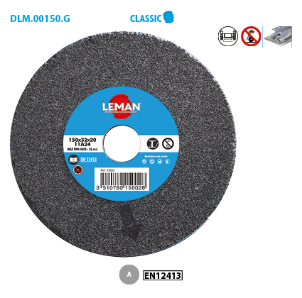Graufarbene Glasierte Schleifscheibe Für Metall Classic Ø 200 Körnung 60 Bohrung 32 Dicke 20