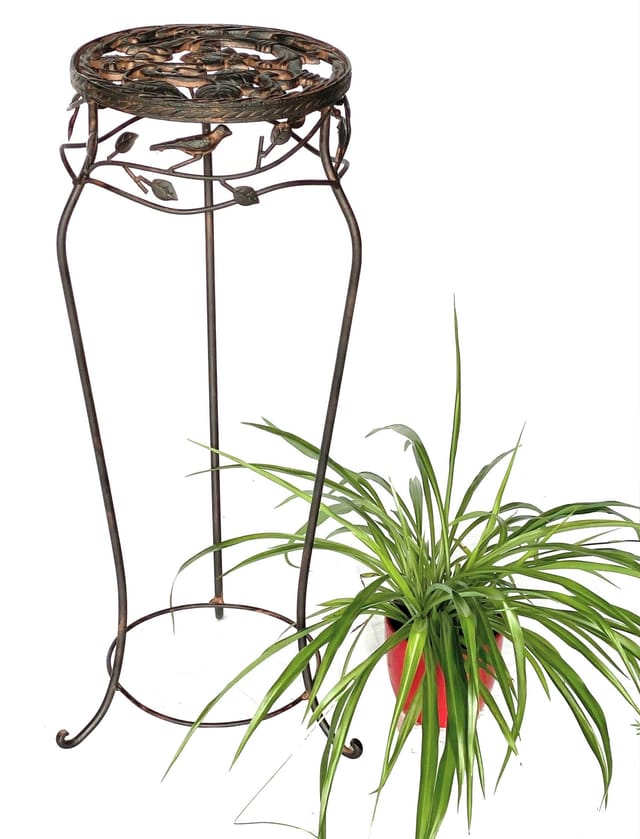 Blumenhocker Metall Schwarz Rund 78 Cm Blumenständer 18215 Blumensäule Antik Pflanzenständer Pflanzenhocker Vintage