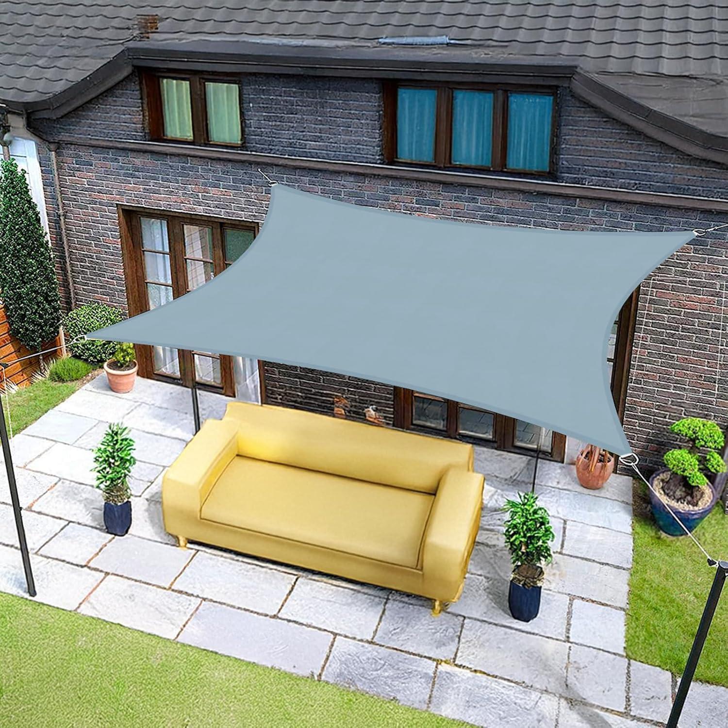 Sonnensegel 3x3m Wasserdicht Uv-schutz 95% Grau-blau Für Garten & Terrasse