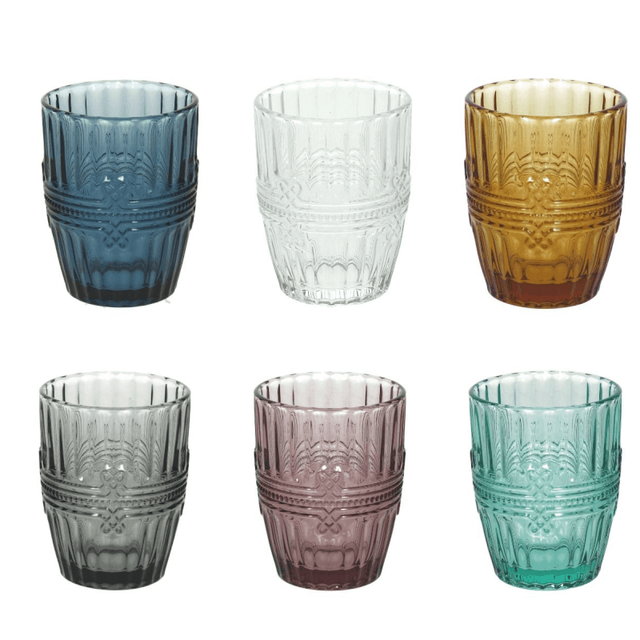 Set Mit 6 Gläsern 280 Cc Aus Mehrfarbigem Glas