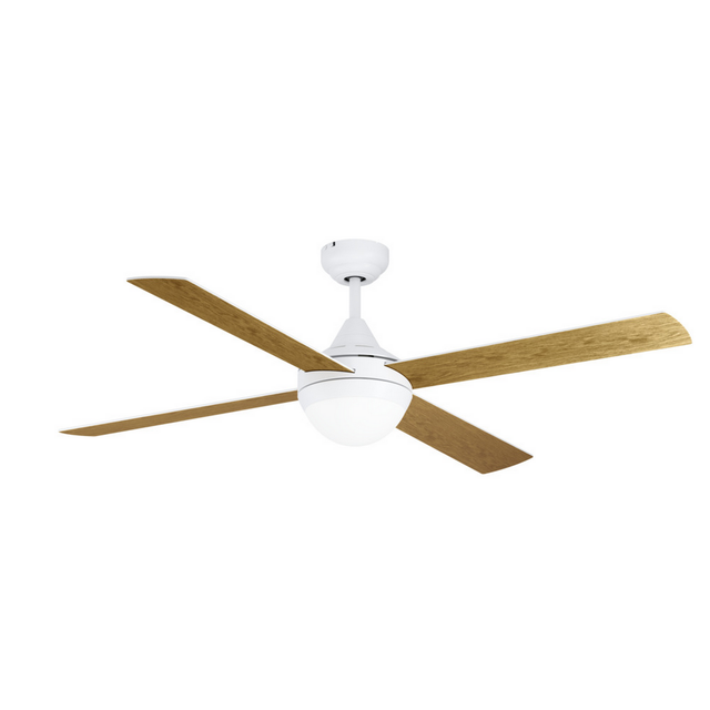 Deckenventilator Varadero, 4 Flügel Ventilator Mit Licht, Wendeflügel Aus Mdf In Weiß Oder Eiche, Gehäuse Aus Stahl In Weiß Matt, Fernbedienung, Timer, Sommer Winter Betrieb, Ac Motor, Ø 122cm - Eglo