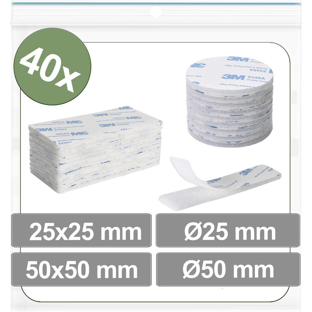 Quadrios 25ca685 Klettpunkte Zum Aufkleben Haft- Und Flauschteil (ø X L) 50 Mm X 50 Mm Weiß 40 St.