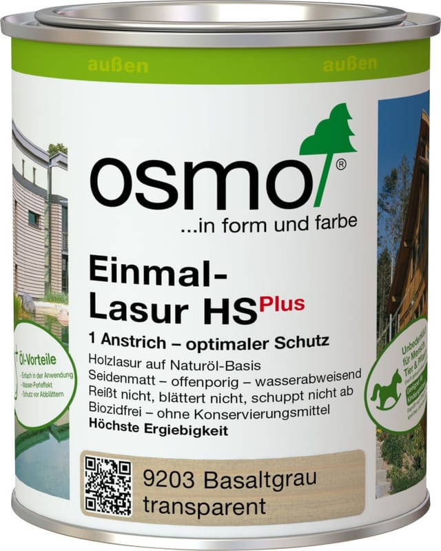 9203 Einmallasur Hs Plus Basaltgrau, 750ml - Osmo