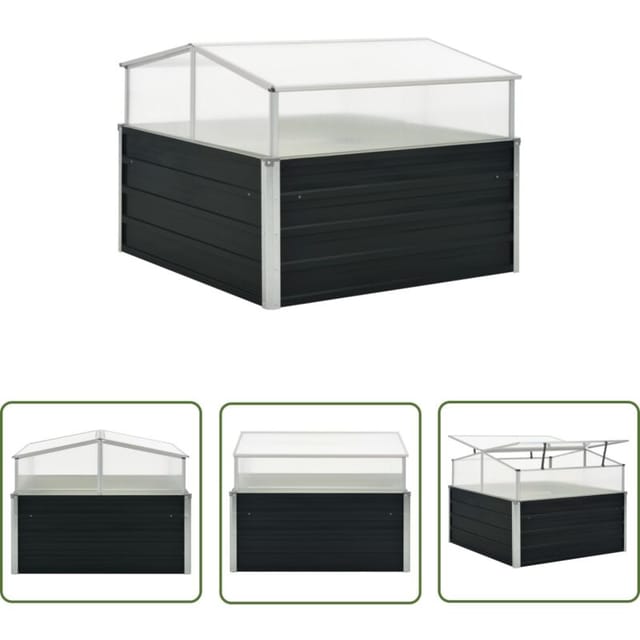 The Living Store Gewächshaus Anthrazit 100x100x77 Cm Verzinkter Stahl - Balkonpflanzen - Gartengewäschshaus - Blumenerde - Pflanzenbehälter - Terrassenmöbel