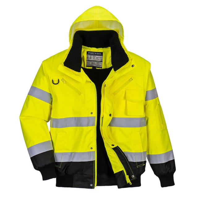 Bomberjacke 3-in-1 Hochsichtbarkeit Zweifarbig Gelb/schwarz 2xl