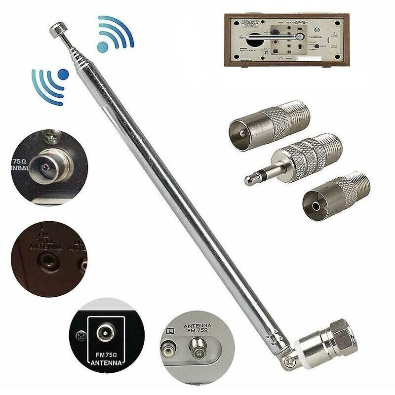 Teleskop-fm-antenne Mit 75-ω-f-stecker – Ideal Für Hifi-radioempfänger, Höhenverstellbar