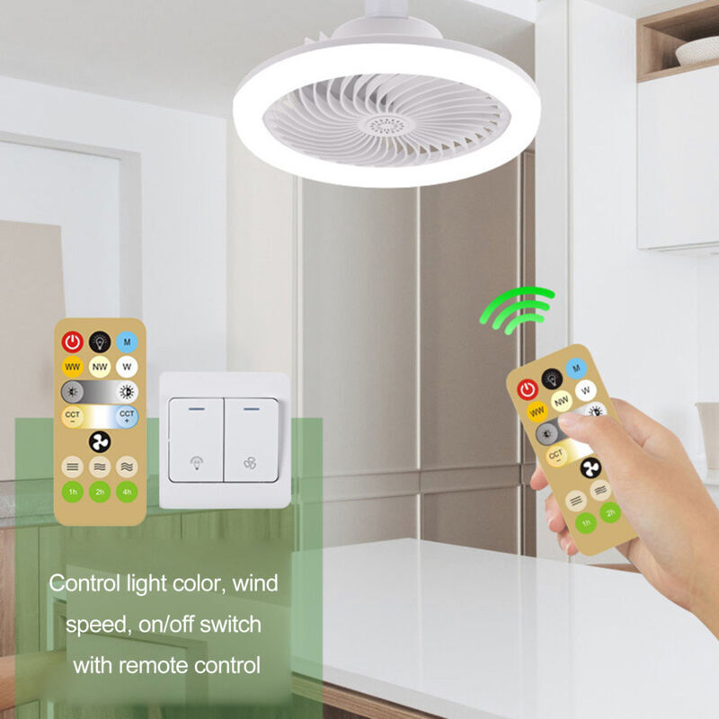 Deckenventilator Mit Licht, 50-w-kronleuchter-deckenventilator Mit Fernbedienung Und E27-fassung, Dimmbarer Led-deckenventilator Für Schlafzimmer, Küche, Dachboden, Timing-crezuo