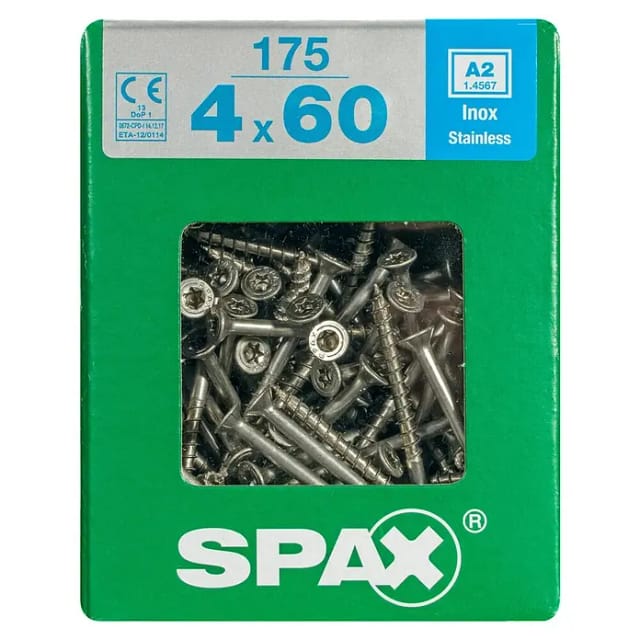 175 Stück Edelstahl-senkkopf-torxschrauben Spax, Durchm.4 Mm X L.60 Mm Spax