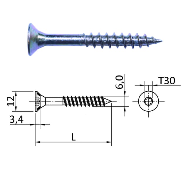 So-tech - 200 Stück Jd Spanplattenschrauben I-stern (torx) T30 Ø 6,0 Mm L: 50 Mm