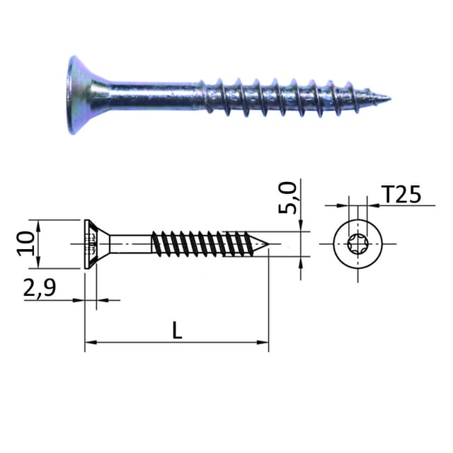 500 Stück Jd Spanplattenschrauben I-stern (torx) Ø 5,0 Mm L: 30 Mm