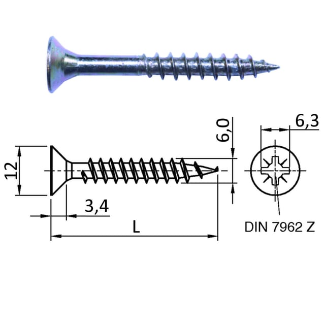 So-tech - 100 Stück Jd Spanplattenschrauben Kreuzschlitz Ø 6,0 Mm L: 150 Mm