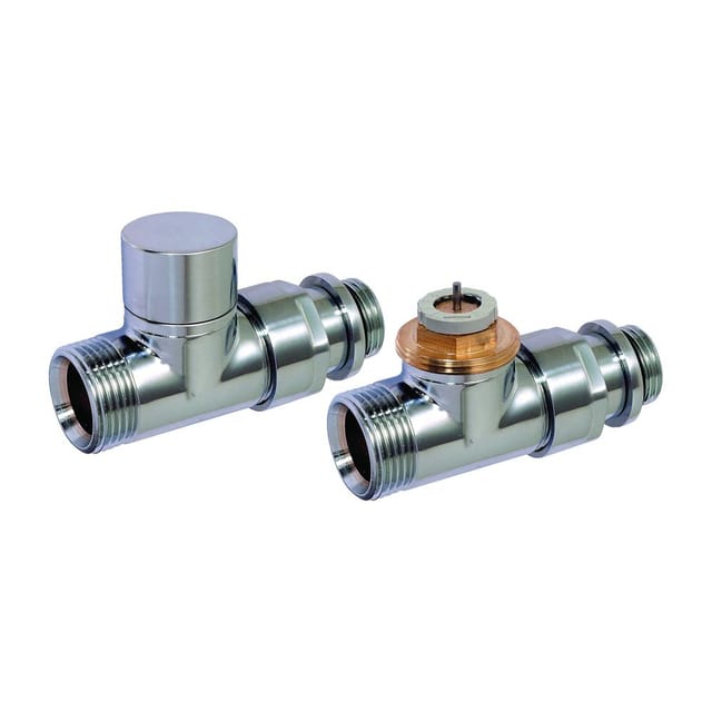 Flamco Design Thermostat-ventil-setdurchgang D3805 G 1/2' Außengewinde X G 3/4' Außengewinde Eurokonus, Messing, Verchromt