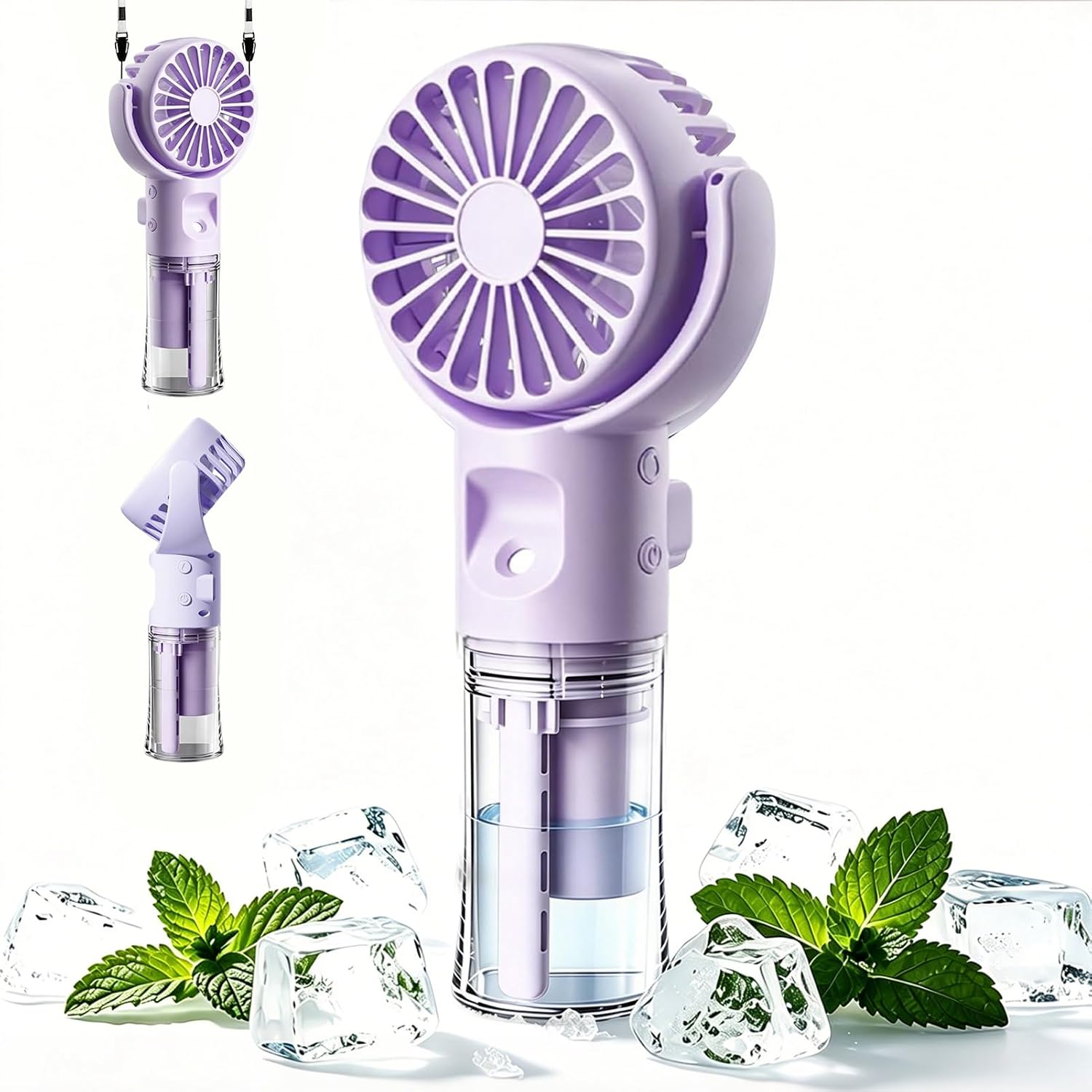 Mini Ventilateur Portable, Ventilateur Brumisateur, Ventilateur De Poche Usb Rechargeable Avec 4 Vitesses Réglables Et Brume D'Eau (violet)