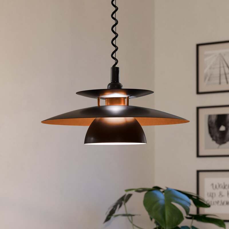 [gebraucht] B-ware Eglo Hängeleuchte Brenda Led Pendelleuchte Dimmbar Schwarz Kupfer 110cm Höhe