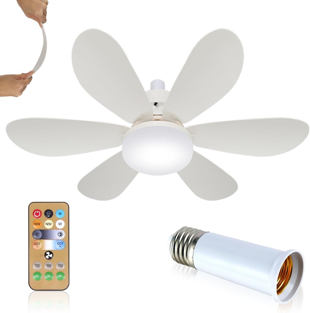 52 Cm Leiser Deckenventilator Mit Licht Und Fernbedienung, 40 W Deckenventilator-lampe Mit E27-fassung, 3 Geschwindigkeiten, 3 Farben, Dimmbar, 6 Flügel Für Schlafzimmer, Wohnzimmer, Küche (52 Cm 40 W