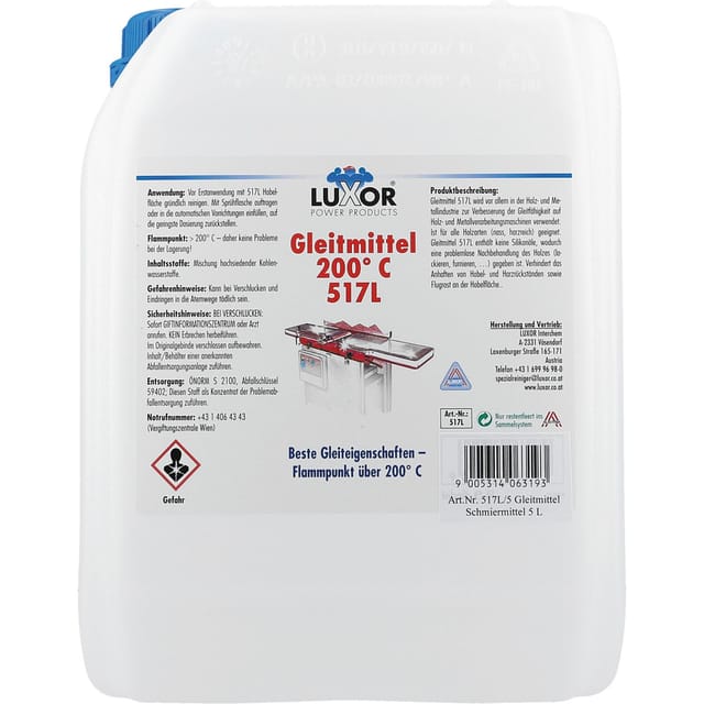 Luxor - Schmiermittel 517l Gleitmittel Flüssig Bis 200°c Holz Silikonfrei 5000 Ml