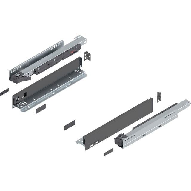 Legrabox Pure H N Schubladenschienen Set 1 Paar 40kg 400mm Tip On Vollauszug Oriongrau Set - Blum