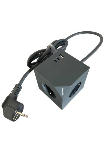 Microconnect Power Cube, 3 Schuko-steckdosen Mit Magnetfunktion, 2 Usb-c-anschlüsse, 1 Usb-a-anschluss, 1,5 M Kabel, Dunkelgrau, Mc-cube015usbmagnetic