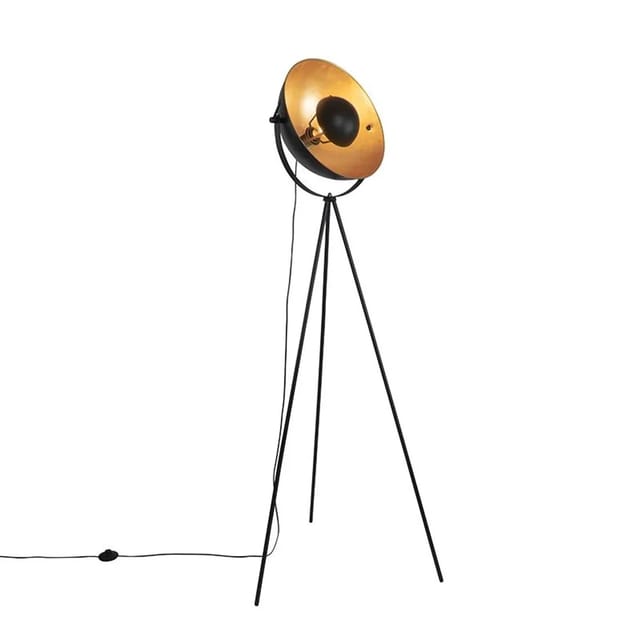 Stehlampe Schwarz Mit Goldenem 42 Cm Verstellbarem Stativ - Magnax