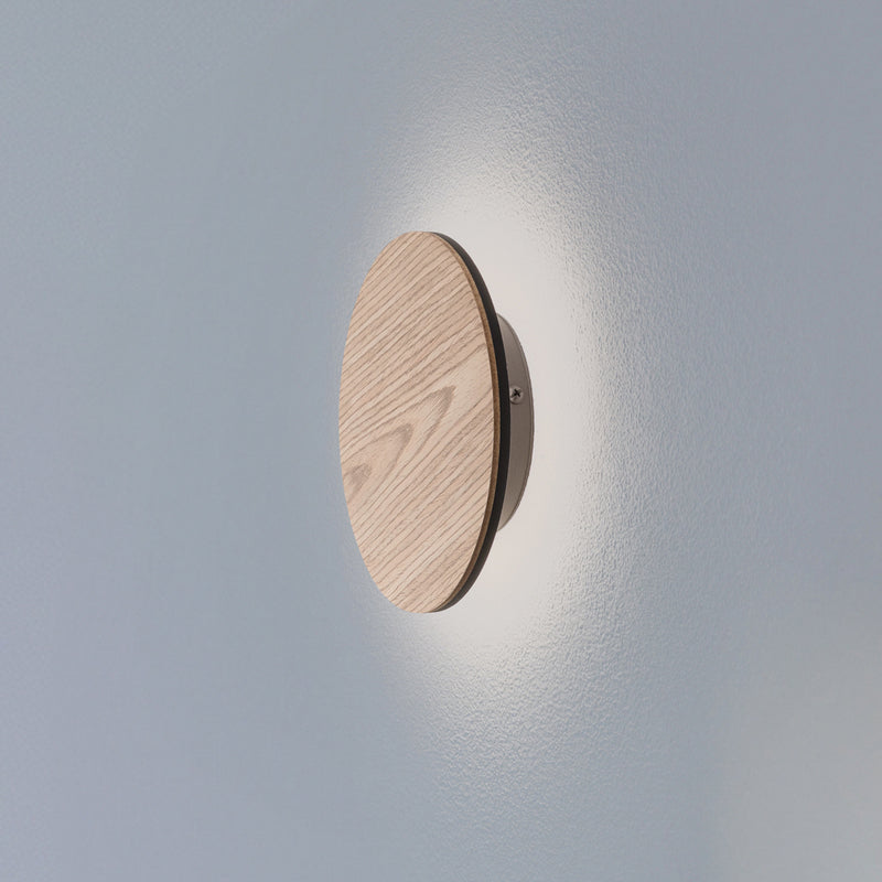 [neuwertig] B-ware Led Wandleuchte Orios Holz Lampe Indirekt Strahlend Ø20cm Warmweiß 580lumen