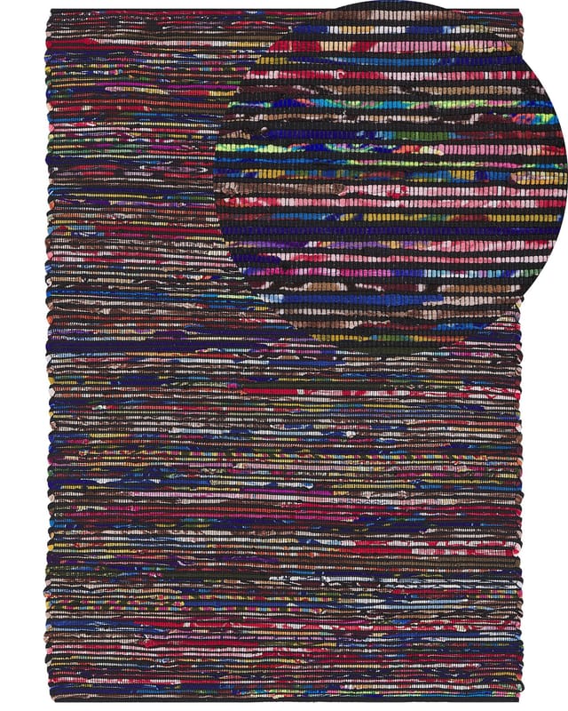 Beliani - Teppich Bunt Baumwolle 160 X 230 Cm Kurzflor Gestreift Modern Handgewebt Rechteckig