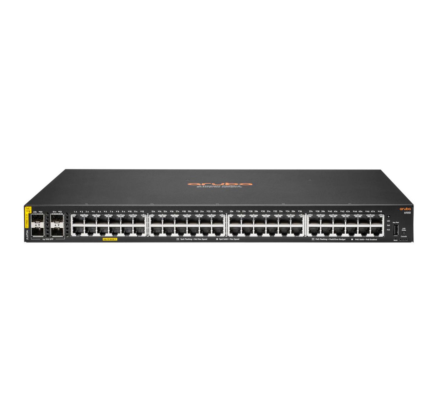 Hp Enterprise Aruba 6100 48g Class4 Poe 4sfp+ 370w, Managed, L3, Ethernet Gigabit (10/100/1000), Power, Jl675aabb