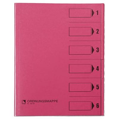 Reyher - Ordnungsmappe Din A4 250g/m² Farbe: Rosa 6 Fächer Din A4 250g/m² Farbe: Rosa 6 Fächer