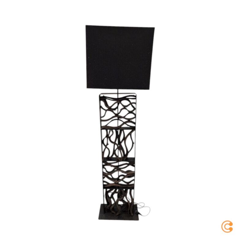 [gebraucht] B-ware Kare Stehleuchte Nature Wave Lampe Holzfuß E27 Schwarz Braun 163cm Höhe 1x60w