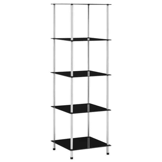 Regal Mit 5 Ablagen Schwarz 40x40x130 Cm Hartglas Vidaxl