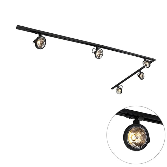 Schienensystem Mit 5 Spots Schwarz 1-phasig - Go