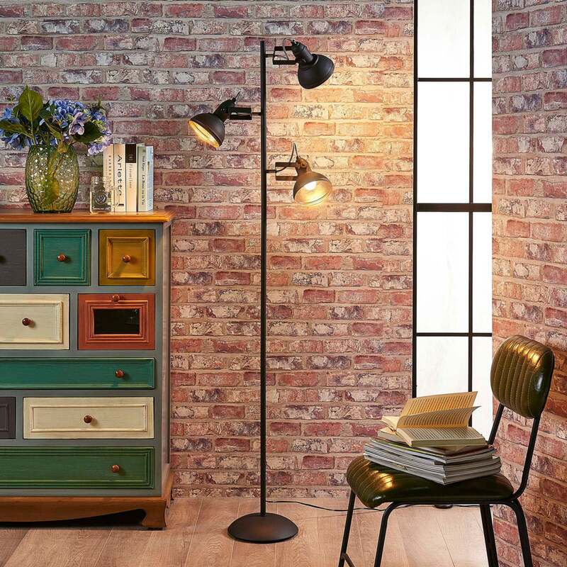 [gebraucht] B-ware Lindby Stehleuchte Lilly Led Stehlampe Lampe Schwarz Gold 170cm 3-flammig