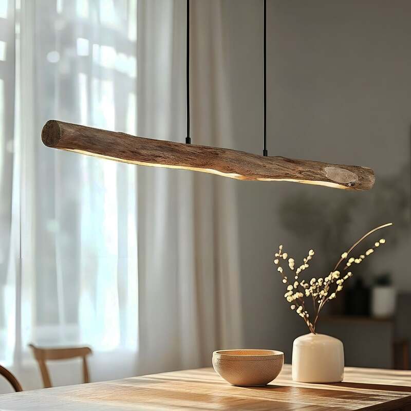 [gebraucht] B-ware Lindby Hängeleuchte Nekala Led Dimmbar Eukalyptusholz 120cm Pendelleuchte Lampe