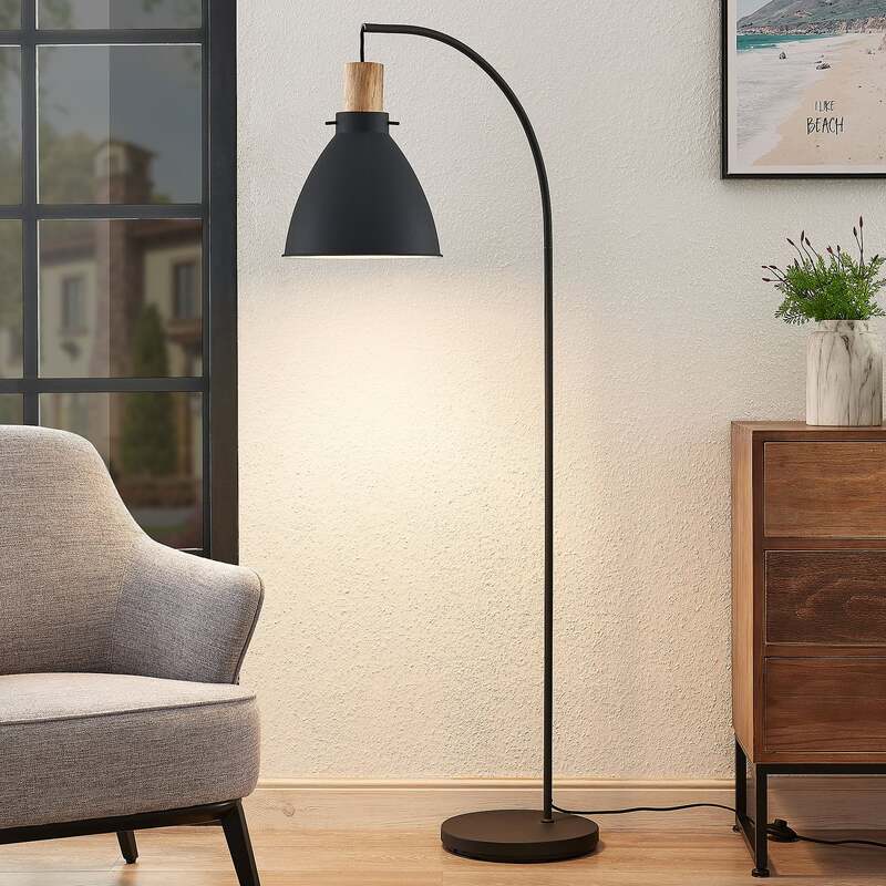 [gebraucht] B-ware Lindby Stehleuchte Trebale Led Leselampe E27 Leuchte Lampe Holz Schwarz 154cm