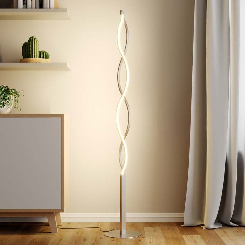 [gebraucht] B-ware Lindby Stehlampe Auron Led Dimmbar Touchdimmer Warmweiß Nickel 150cm Höhe 25cm