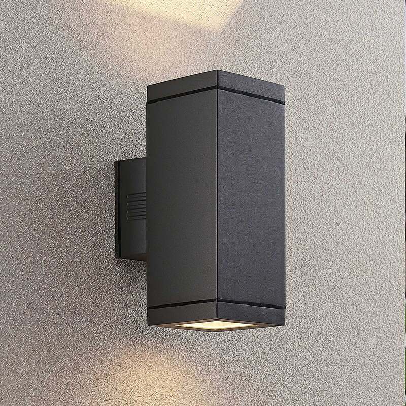 [neuwertig] B-ware Lucande Außenwandleuchte 2-flammig E27 Dimmbar Ip54 Dunkelgrau Aluminium Leuchte
