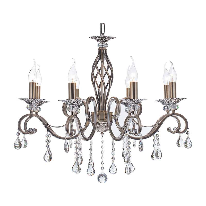 [gebraucht] B-ware Maytoni Grace Kronleuchter 8-flammig Messing/weiß 59cm Höhe Dimmbar E14
