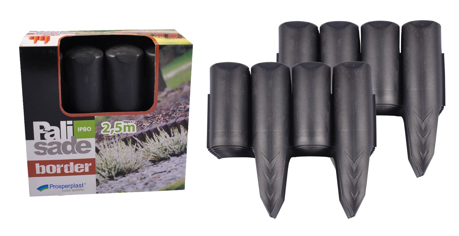 Prosperplast - Beetumrandung Anthrazit Palisade 5m Beeteinfassung Rasenkante Baumumrandung Zaun